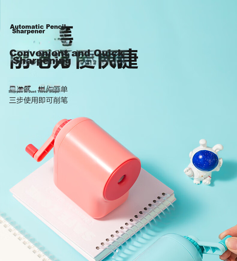 Deli Large-Aperture Hand-Crank Pencil Sharpener with 5 Adjustable Thickness Settings, 12mm Large Triangular Pencil Sharpener for Students' Stationery, Exams, And Children's Birthday Gifts 6