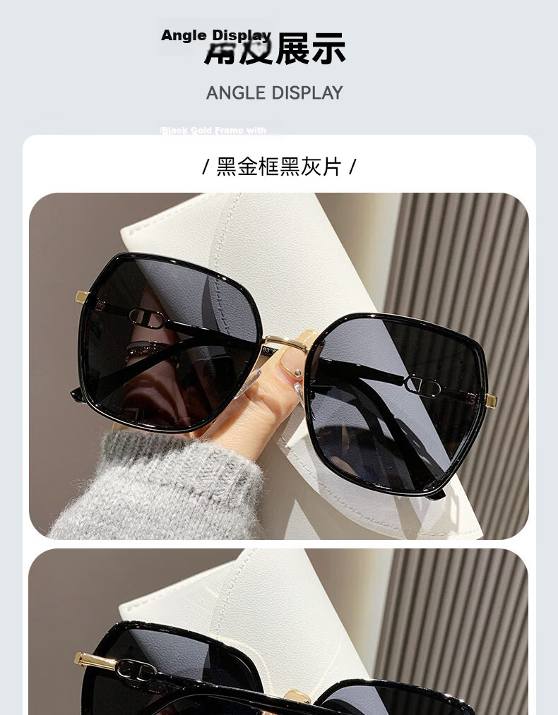 40,000 Kilometers 2026 New Large Frame Polarized Sunglasses for Women, Suitable for Square and Round Faces, Glitter Design, UV Protection 12