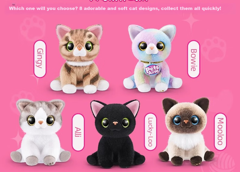 ZURU Pets Yarn Cat Girl Cartoon Doll Interactive Toy Birthday Gift Cat Ornament 6