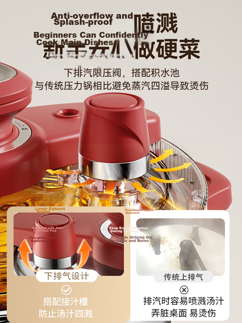 ASD Pressure Cooker 304 Stainless Steel Pressure Cooker Single-Hand Twist Open 5.5L Gas and Induction Cooker Compatible YS22B7WJ2 19