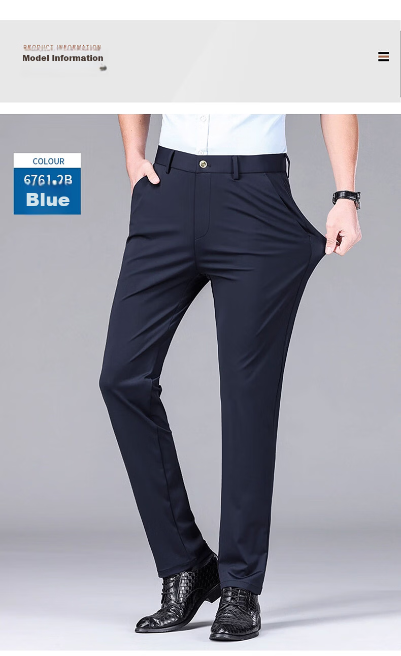 Romon Three-Proof Fabric Ice Silk Men's Casual Pants Summer Thin Straight Loose Trousers Dark Gray Thin 34 8