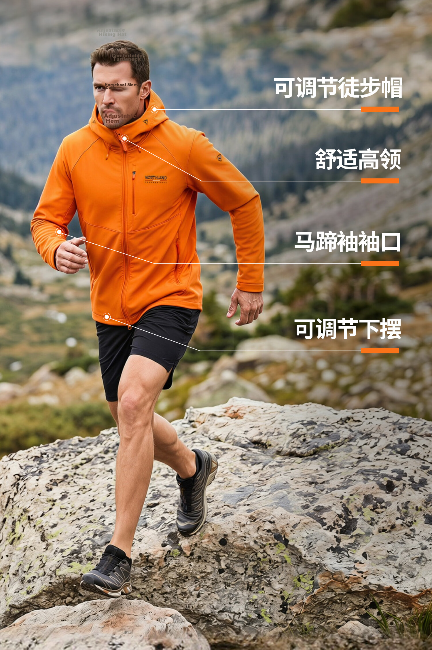 NORTHLAND Gangren 3.0 LT Men's Lightweight Softshell Jacket 2026 Spring Summer Outdoor Mountaineering Hiking Durable Stretch Thin Coat 10