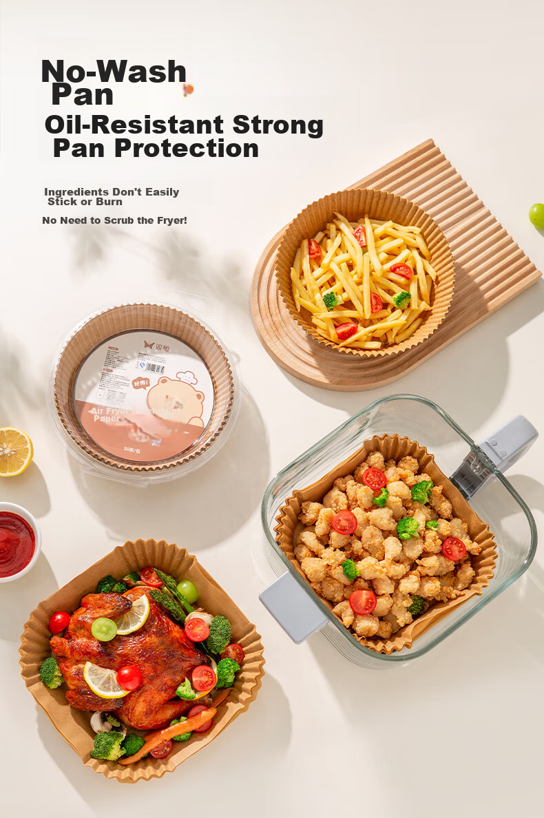 Suncha Air Fryer Special Paper Baking Tray Oven High Temperature Resistant Oil Absorption Food Grade Thickened Silicone Paper Round 100 Pieces 3