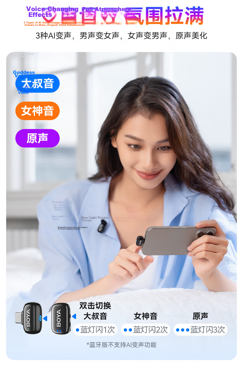 BOYA Mini Wireless Lavalier Microphone for Mobile Live Streaming, Outdoor Short Video Audio Recorder, AI Noise Reduction, One-To Mini Microphone, Lightning Versio 8