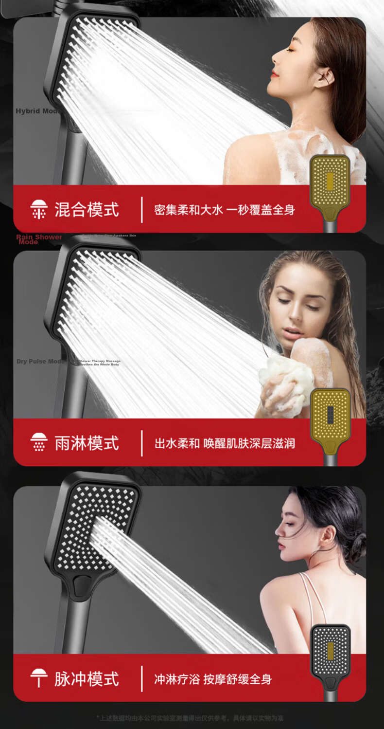 JROR Seiko High-Pressure Shower Head Six-Mode Boosted Water Flow Large Bathroom Shower Set 5