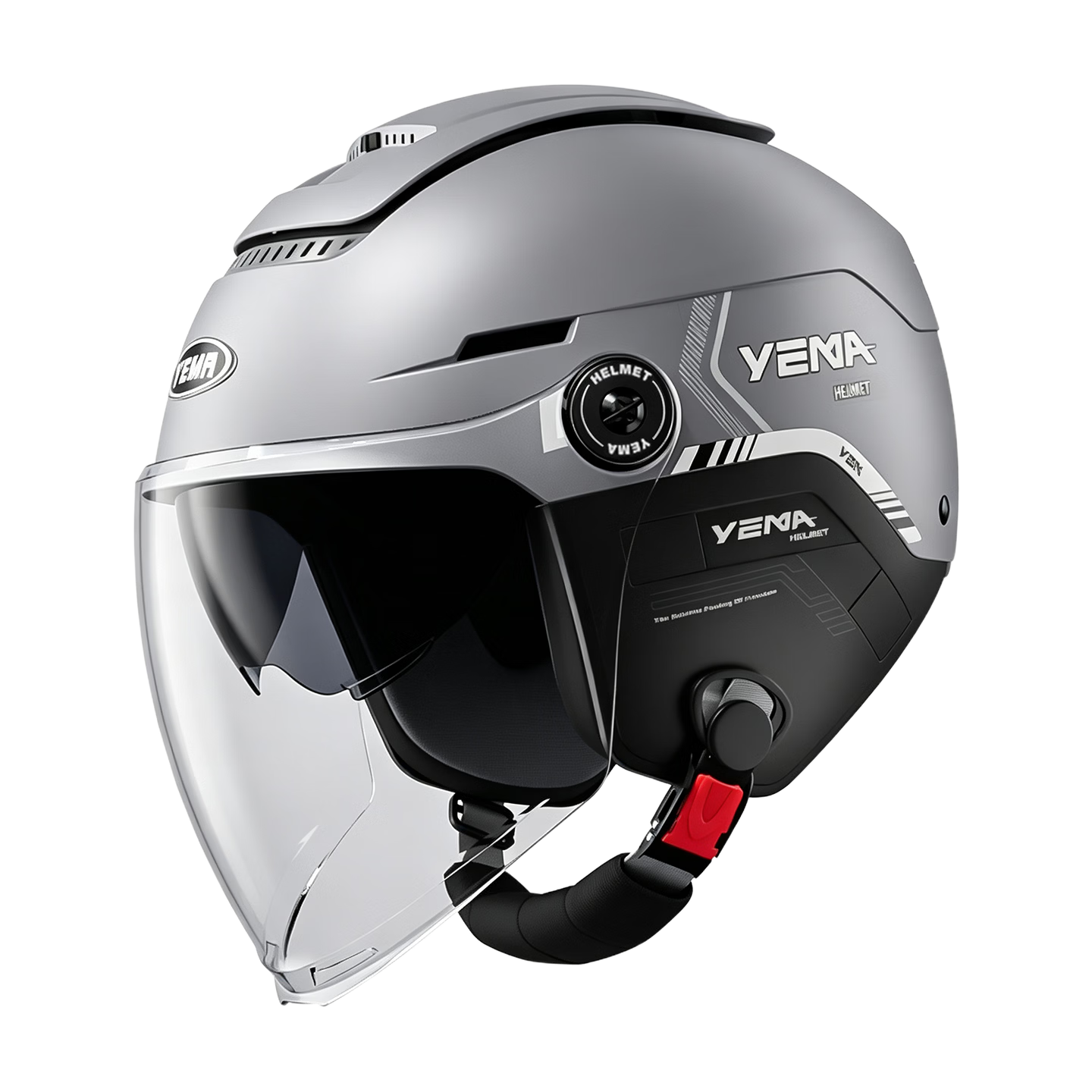 YEMA 3C Certified Electric Vehicle Helmet, Unisex Motorcycle Half Helmet, Summer Sun Protection, All-Season Universal, Dual Visor, Zero-G Sensing, Skyview, Electric Scooter Safety Helmet 370S, Titanium Gray with Transparent Long Visor
