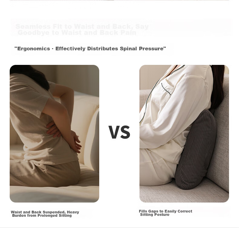 Ailute Office Chair Lumbar Support Cushion Backrest Pillow Maternity Workstation Long Sitting Waist Pillow Lumbar Support Chair Back Cushion 5