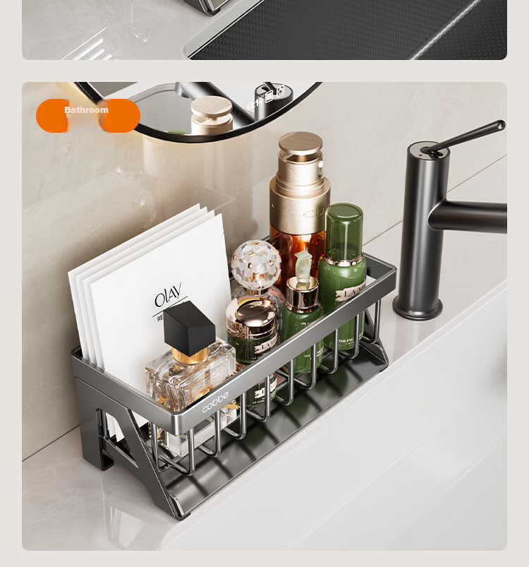 Cobbe Kitchen Storage Rack, Dishcloth Holder, Draining Rack, Countertop Wall-Mounted Sink, Dishcloth Sponge Storage Rack, Kitchen Utensils Organizer 15