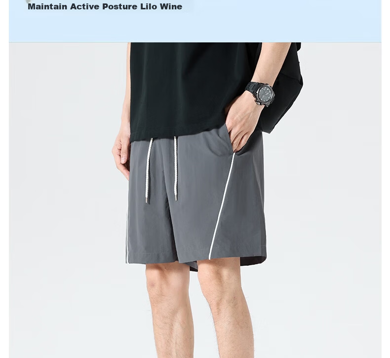 LangSha Men's Sports Shorts Summer Breathable Lightweight Loose Casual Outdoor Quick-Dry Running Fitness Ice Silk Five-Point Pants 14