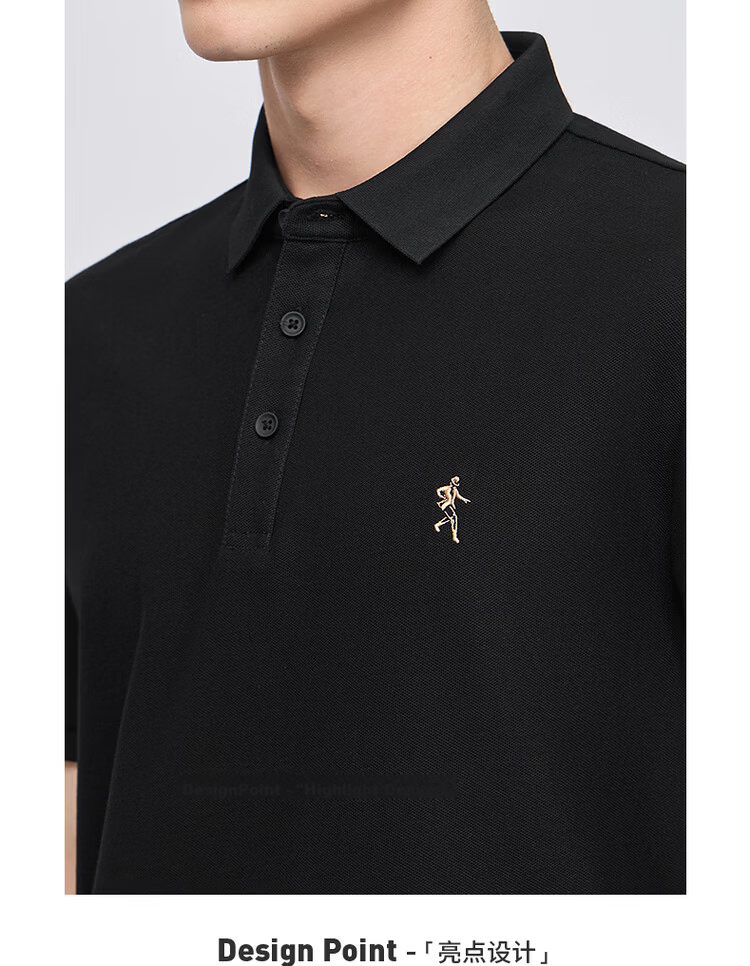 Dance with Wolves [Instant Cooling] Premium Fabric Summer Men's Commuter Antibacterial Short Sleeve Polo Shirt 001 Black XL 14