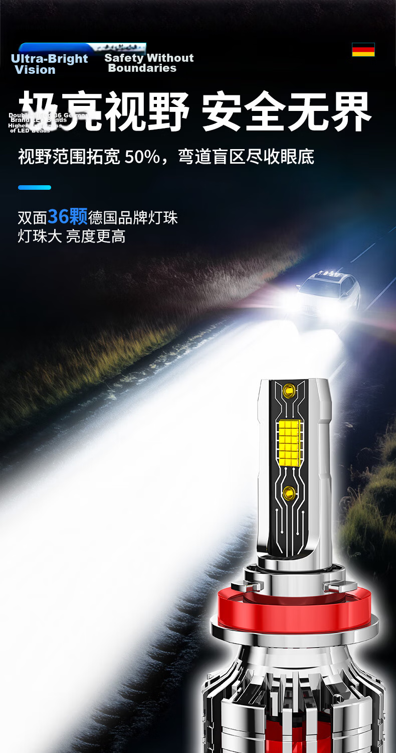 KEPUSHI Suitable for 9005 LED Car Headlights, Integrated High And Low Beam Laser LED Bulb, Ultra-Bright High And Low Beam Bulb 3