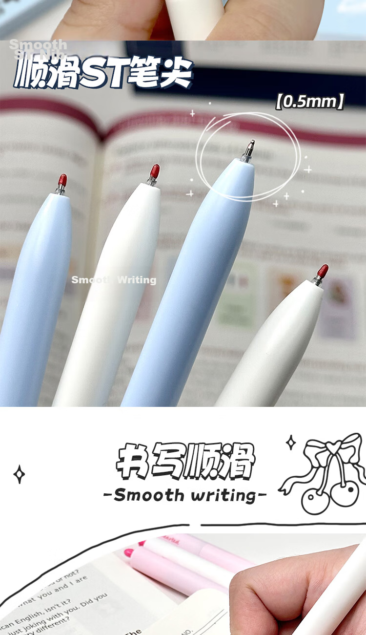 Jufu Retractable Gel Pen 0.5mm Black Ink 4-Pack Student Office Exam Writing Pen Stress Relief Rotating Click Pen Children's Day Gift 5