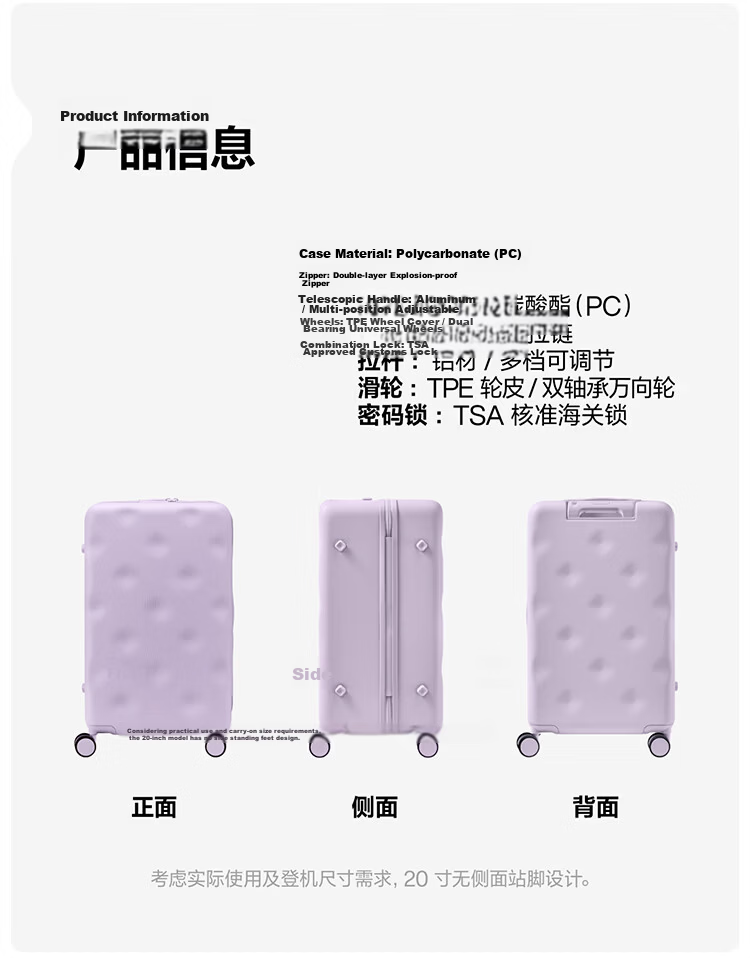 Bromen Bags Large Capacity Luggage Trolley Travel Suitcase Password Lock Business Student Checked Bag 20 Plus Blue 27