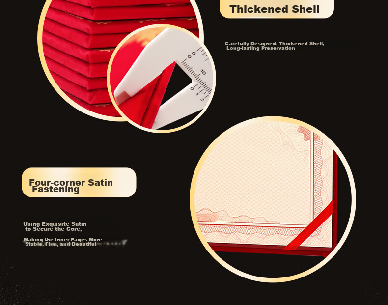 LISON 5903-12K Honor Certificate Cover Velvet Gold Stamping High-End Award Protective Sleeve with Inner Insert 6