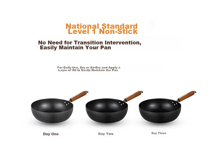Carote Hammered Iron Wok Non-Coated Flat Bottom Stir-Fry Pan for Gas and Induction Cooktops 7