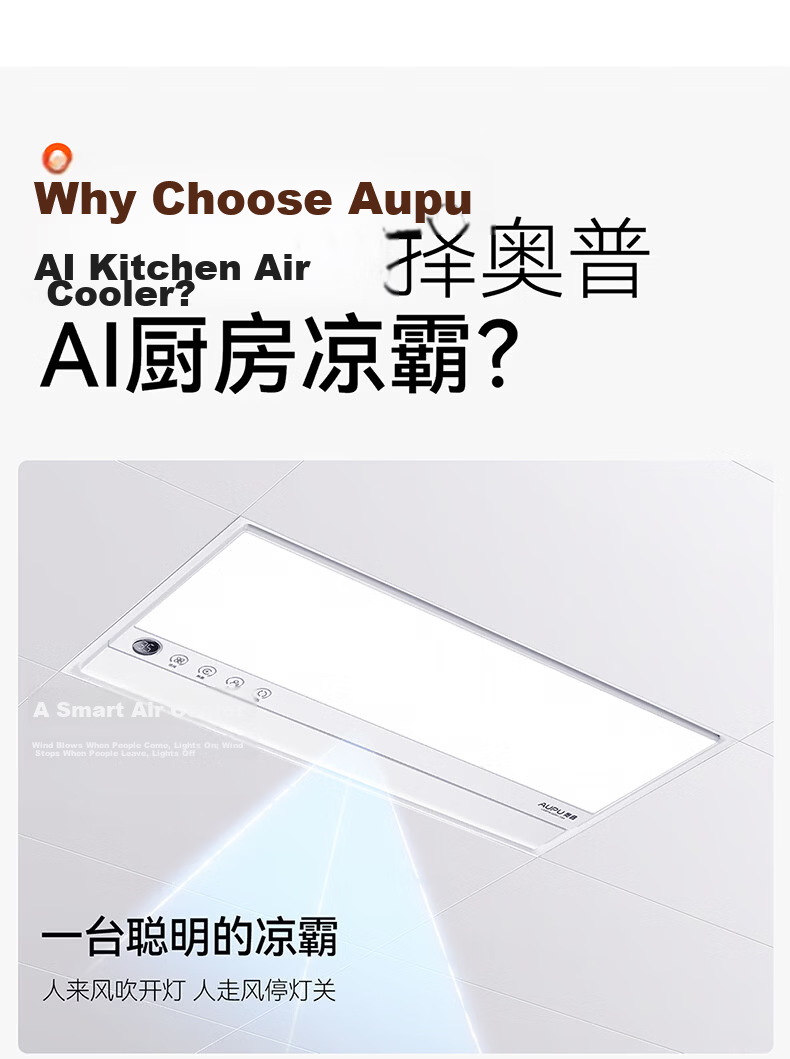 AUPU Hair Dryer Cooling Fan [Human Sensor Top Model] High Wind Kitchen Lighting Remote Control Powerful Sterilization All-in-One LC301S 5