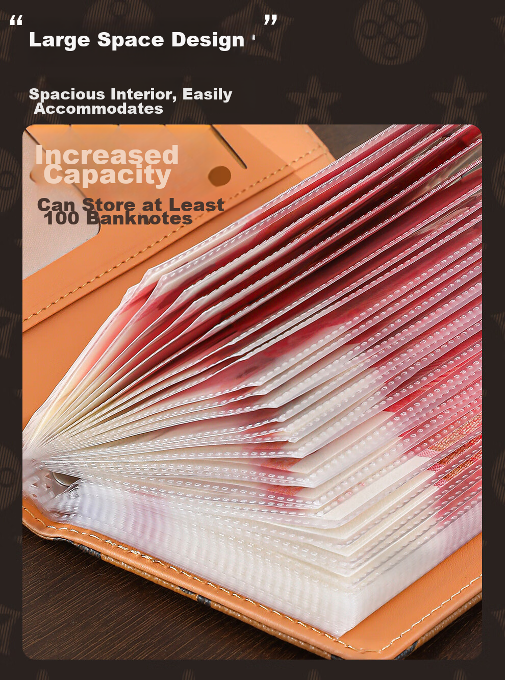 Longe Cash Storage Book Large Capacity Waterproof Money Organizer Cash Holder Banknote Collection Folder Receipt Storage Clip 4