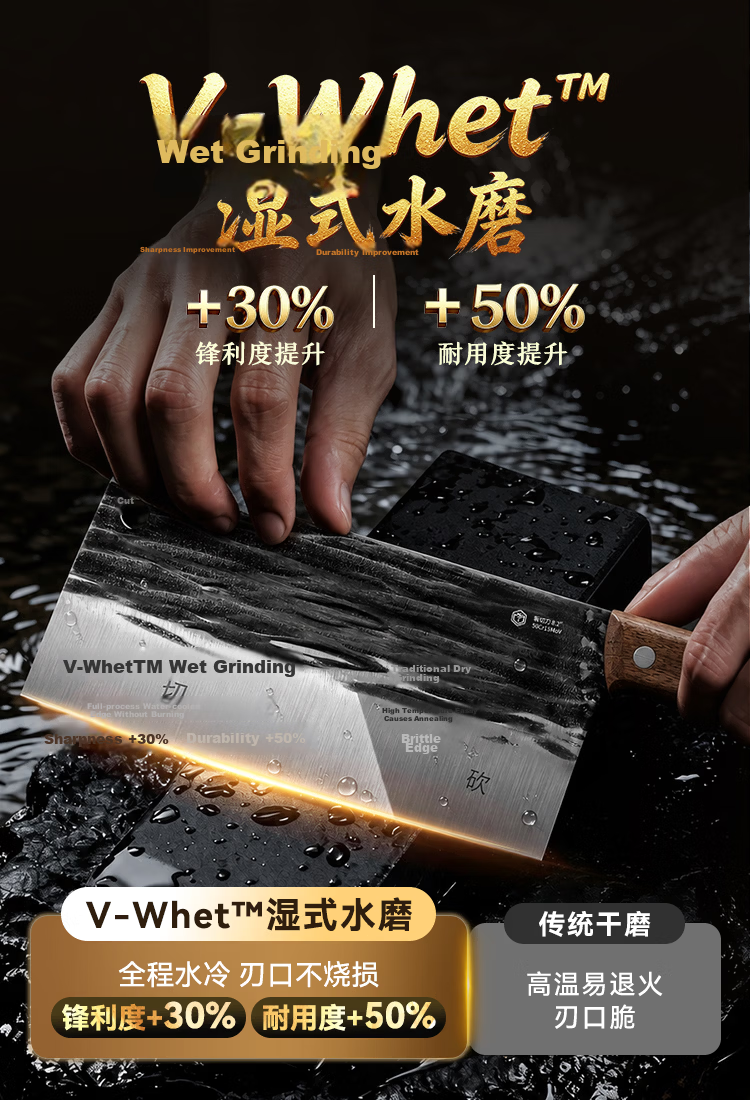 JD Jingzao Series 5 Kitchen Knife Multipurpose Cleaver for Home Use Chef's Forged Hammered Blade 6