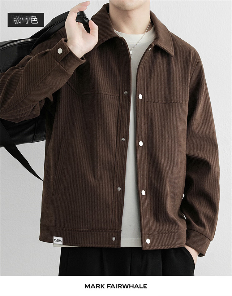 MARK FAIRWHALE Men's Jacket Spring and Autumn Trendy Casual Simple Fashion Versatile Khaki XL 20