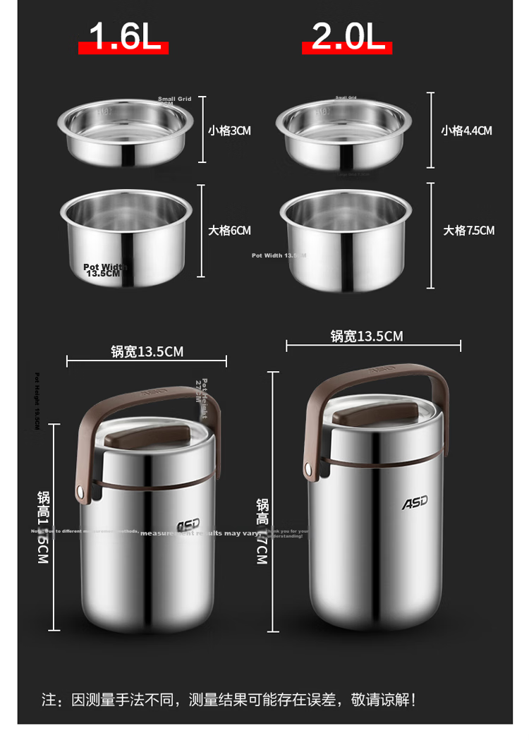 Aisda Thermal Lunch Box 304 Stainless Steel Vacuum Insulated Pot 2L Portable Insulated Bento Box RWS20T3WG-T 15