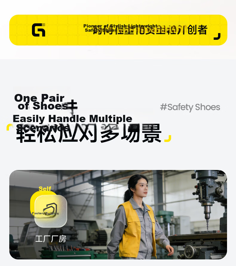 Jingtu Women's Labor Protection Shoes Durable Steel Toe Anti-Smash Anti-Puncture Lightweight Comfortable Safety Work Shoes 5076F Size 36 16
