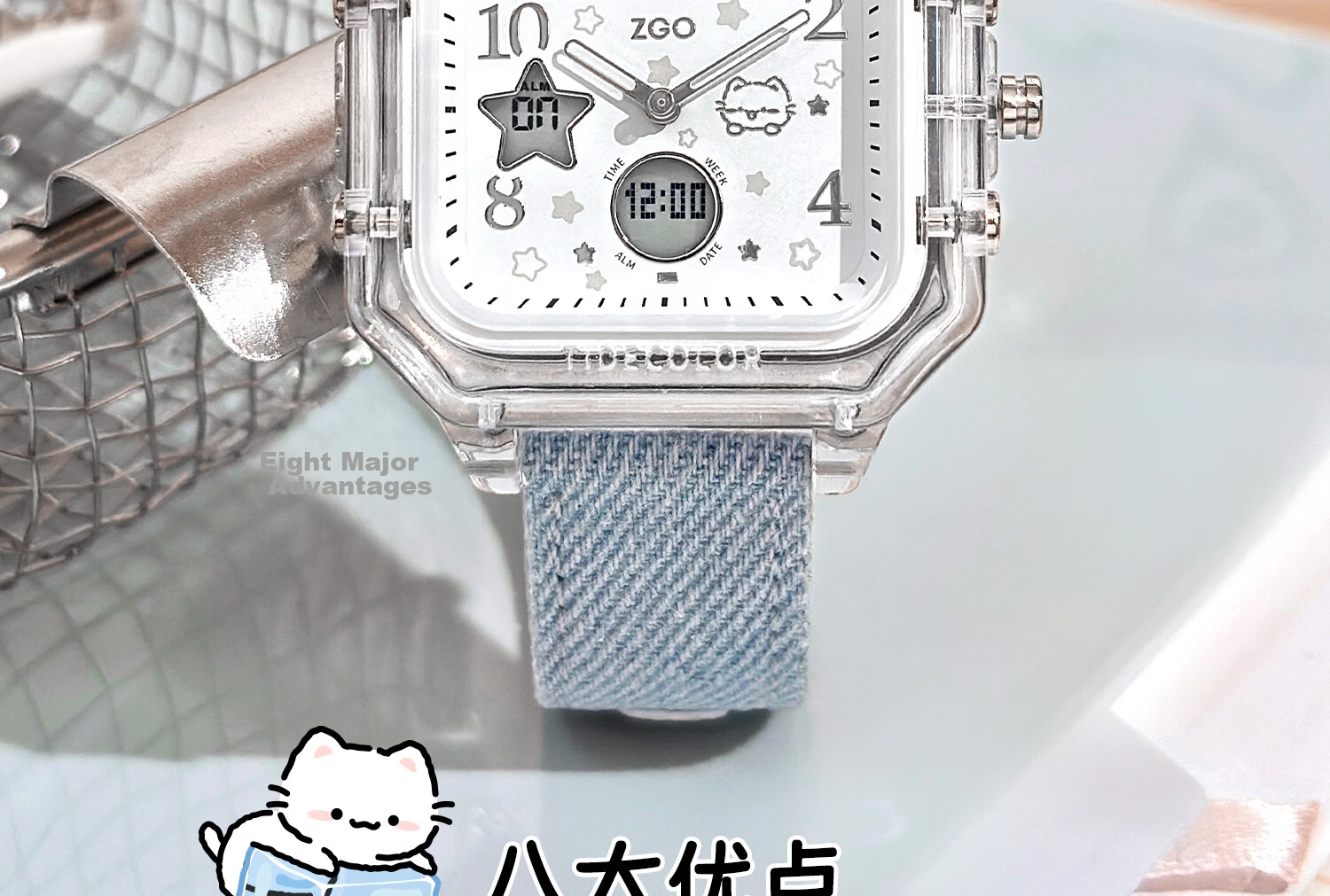 ZGO Line Small Cat Electronic Watch for Girls Student High School Waterproof Sports Digital Watch 81980 4