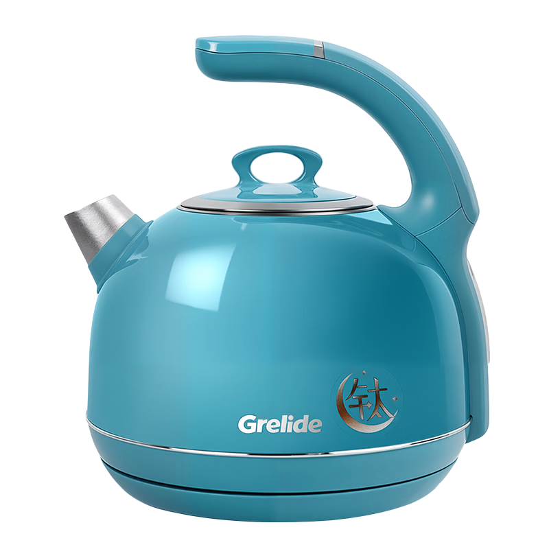 Grelide Pure Titanium Electric Kettle Large Capacity Insulated Smart Temperature Control Water Boiler 99.9% Titanium Blue D1215E