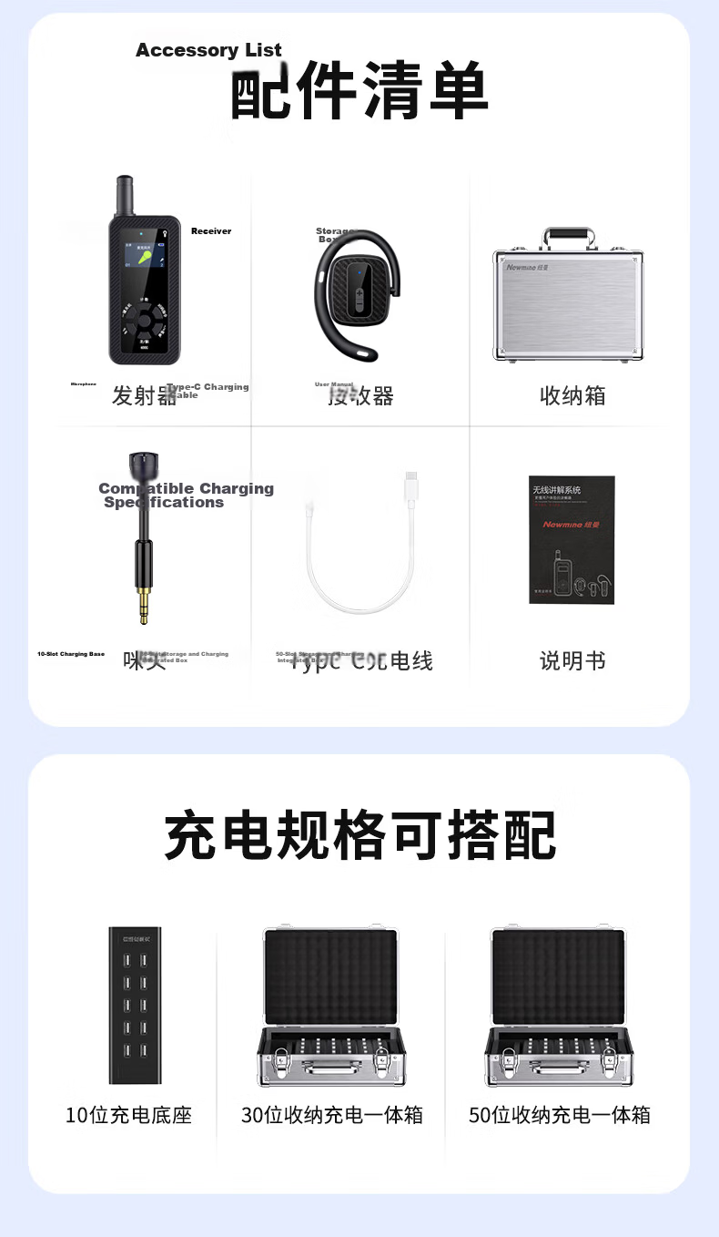 Newmine Wireless Tour Guide System Multi-Channel Tour Commentary Headset On-Site Explanation Equipment for Government Affairs, Business Reception, Scenic Area Visits, One-To Single Receiver NM-JS03R 21