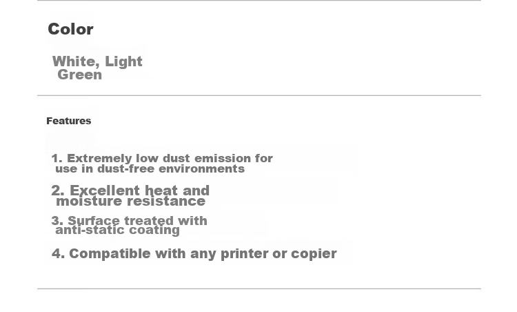Mashifu Dust-Free Printing Paper A4 White Color Clean Paper Purification Printing Paper Dust-Free Workshop Laboratory Special Printing Paper Green 250 Sheets/Pack 5