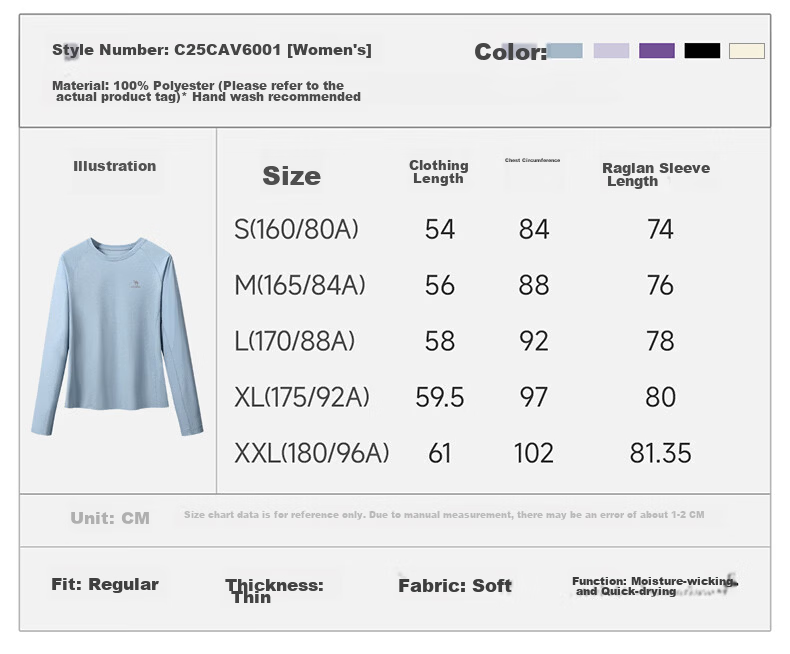 CAMEL Long Sleeve Quick-Dry T-Shirt for Women Running Fitness Crew Neck Sports Top C25CAVL6001 Pink Purple M 13