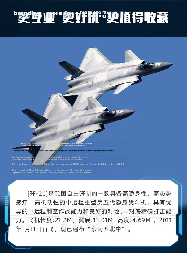 Terebo Aviation Cultural Creative Authentic 1:100 J-20 Fighter Jet Alloy Simulation Aircraft Model Airshow Veteran Commemorative 1