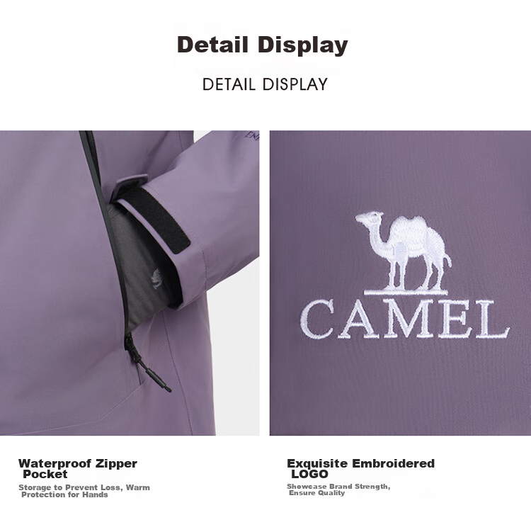 CAMEL [Dilireba's Style] Outdoor Hardshell Jacket for Men And Women, Unisex Style, Triple Protection Mountaineering Coat B001 34