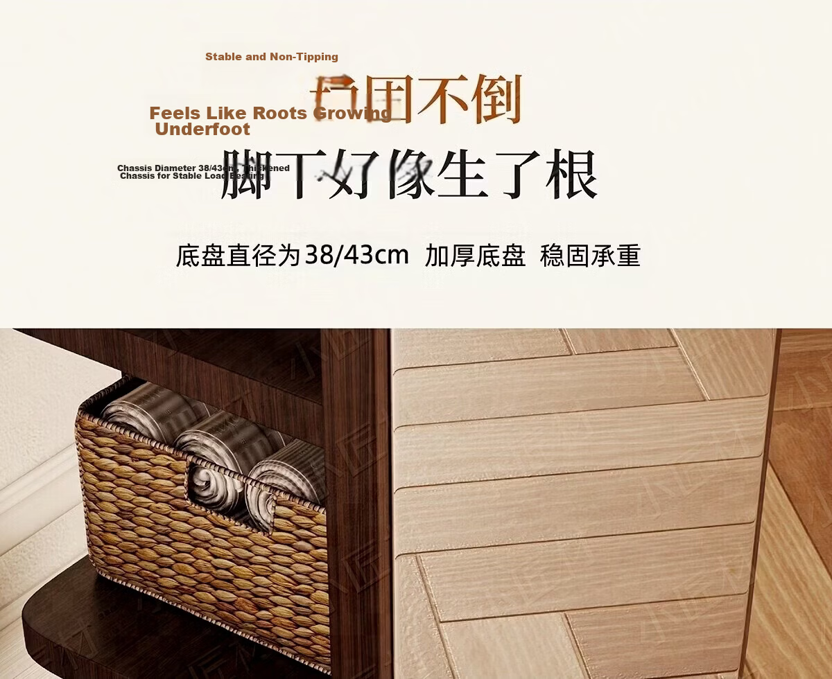 Xiaojiangcai Full-Length Rotating Dressing Mirror with Coat Rack, Movable Bedroom Wardrobe Mirror, 170cm Walnut 14