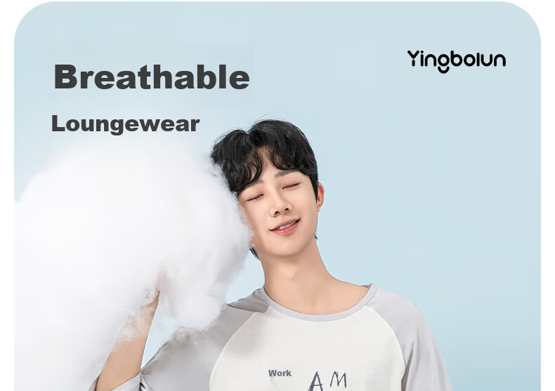YING BO LUN Youth Pajamas, Spring And Summer Thin Style, Boys' Home Wear, for Middle And High School Students, Air Conditioning Clothing, 20813 Water Blue, Size 175 2