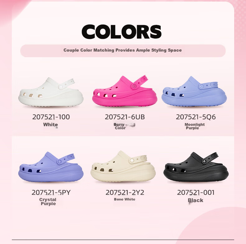 CROCS Men's And Women's Clog Sandals, Outdoor Casual Fashion Platform Slip-On Beach Shoes, 207521-001, Size 37-38 12
