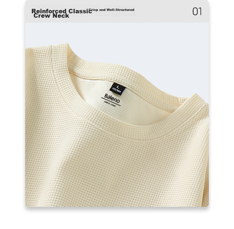 Baleno Men's Short Sleeve T-Shirt Summer 260g Heavyweight Waffle Knit Half Sleeve Student Hong Kong Style Simple Casual Versatile Top 29