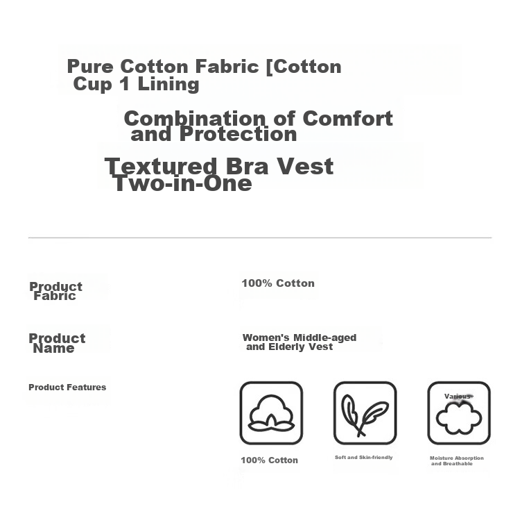 Urban Beauty Middle-aged and Elderly Wireless Bra Vest for Women 100% Cotton with Chest Pad Front Button Four Seasons Mom Vest 2-in-1 XL 1