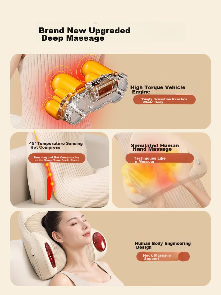 Panapopo Cervical Massager, Shoulder And Neck Kneading Device, Full-Body Massage Pillow with Heat Therapy, Back Support Cushion for Lumbar Muscle Strain, Practical Birthday Gift for Elders And Me 1