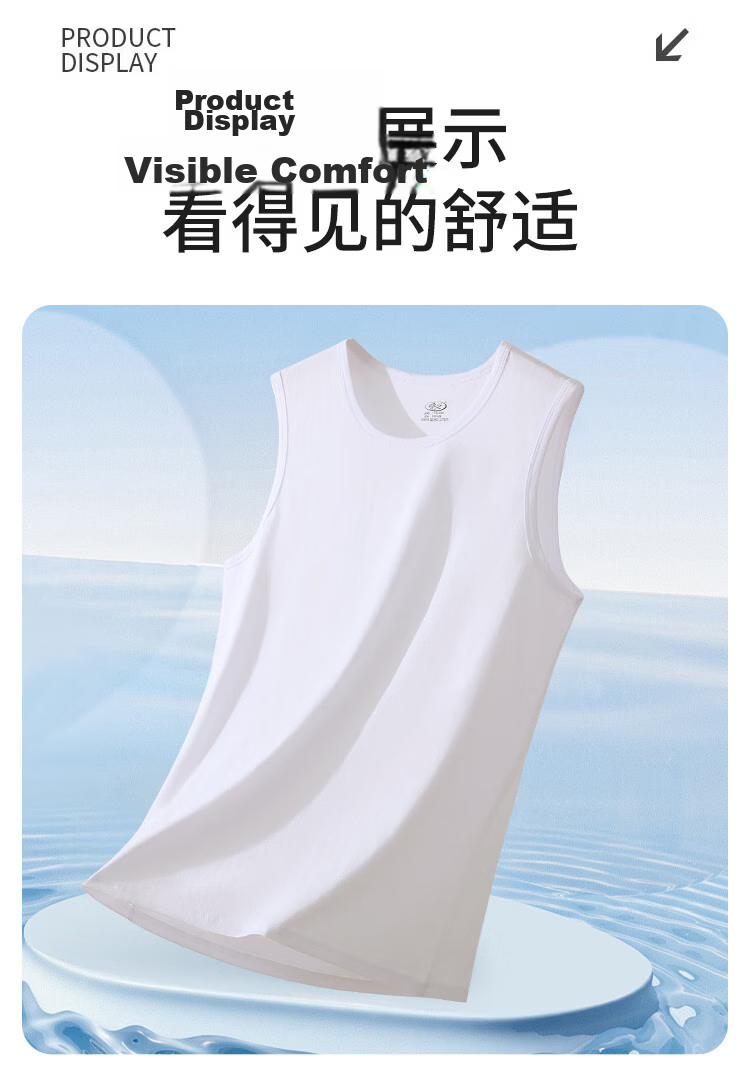Langsha 100% Cotton Wide Shoulder Men's Sleeveless Sweat-Absorbing Breathable Vest Sports Tank Top 10