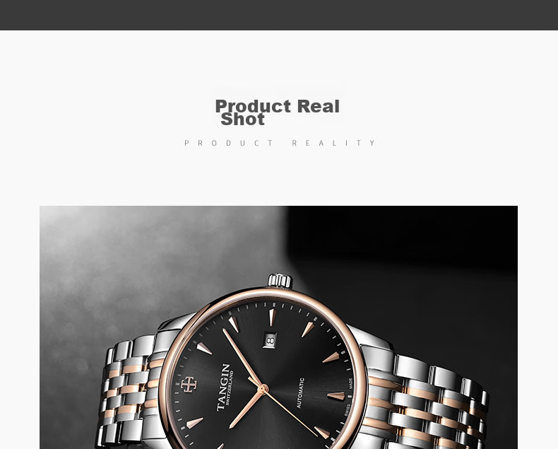 TANGIN Swiss Men's Mechanical Automatic Steel Strap Watch Gift for Boyfriend 10