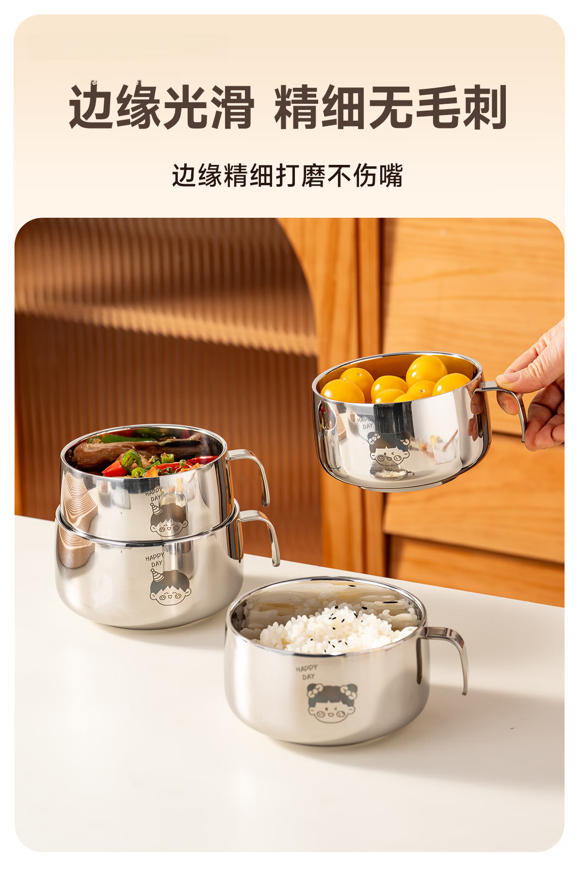 Onlycook 316L Stainless Steel Double-Handle Covered Baby Food Bowl with Suction Base, Infant And Toddler Tableware - Lion Design 550ml 8