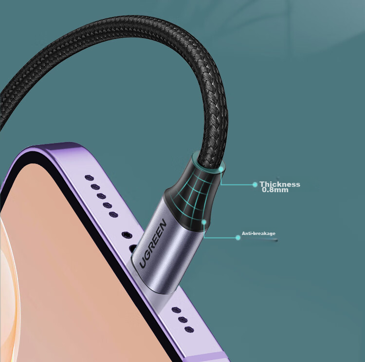 UGREEN [Official MFi Certified] Two-In Charging Cable for Apple 8-17, PD100W Fast Charging Data Cable, Type-C to Lightning, Dual-Use IPhone Cable, 1 Meter 11