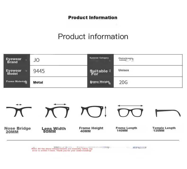 Jimmy Orange Blue Light Blocking Radiation Glasses Unisex Photochromic Prescription Gaming Eyewear Non-Prescription Frame 9445 Black 14