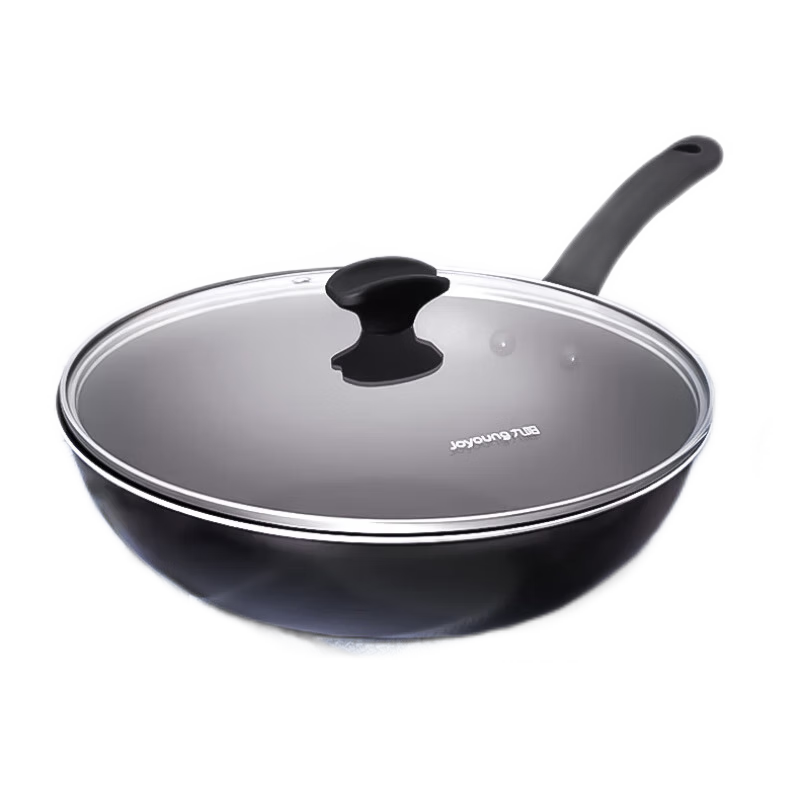 Joyoung Non-Stick Frying Pan Household Flat Bottom Stir-Fry Pan Low Oil Smoke Compatible with Gas and Induction Cookers 30cm