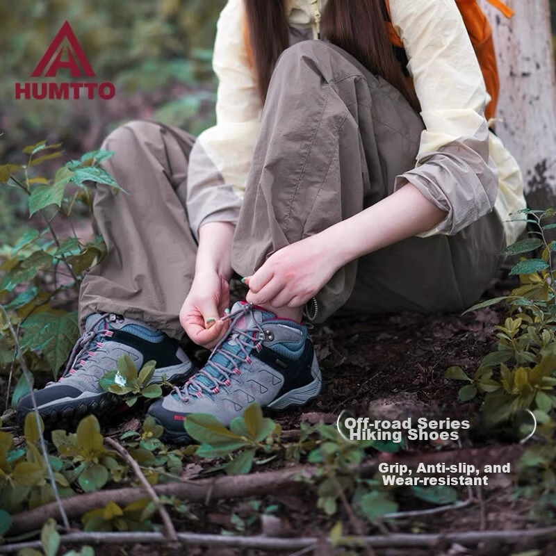 HUMTTO Women's Hiking Shoes Non-Slip Wear-Resistant Outdoor Trail Running Shoes Comfortable Shock Absorption Mountain Climbing Shoes Gray/Rose Red Size 36 1