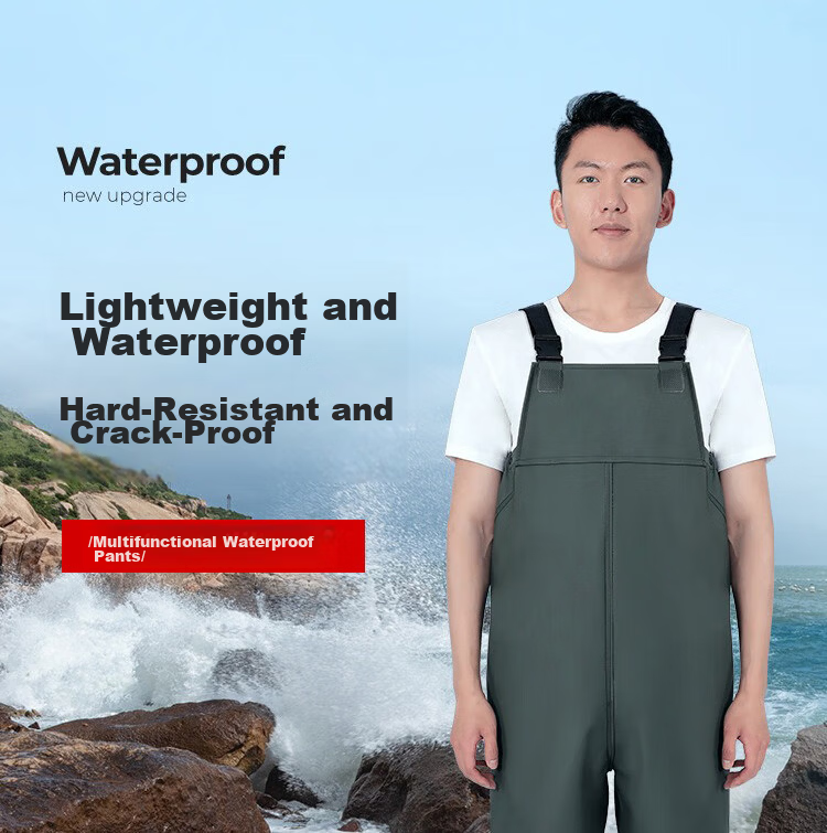 Gongtai Waterproof Fishing Pants Half-Length Rain Pants Unisex Waterproof Overalls Green Half-Length Size 39 1