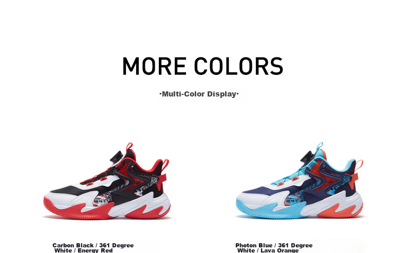 361° Kids Sports Shoes Children's Basketball Shoes Four Seasons Youth Training Durable Knob Buckle Blue Size 42 22