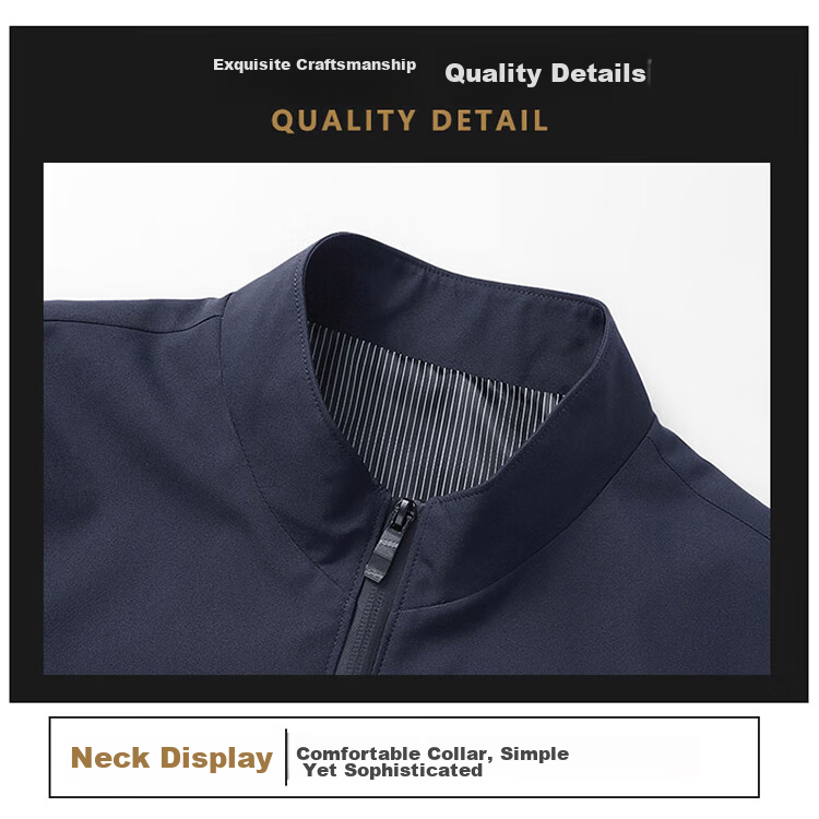 TUCANO Men's Business Stand Collar Wrinkle-Resistant, Non-Iron, Windproof Versatile Comfortable Jacket Dark Blue L 7
