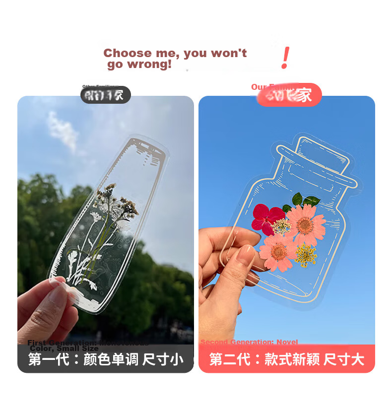 Tianse Transparent Dried Flower Bookmarks Handmade DIY Material Kit Leaf Specimen Laminated Plant Pressed Petals Back to School Set 20 Sheets TS-6132 1