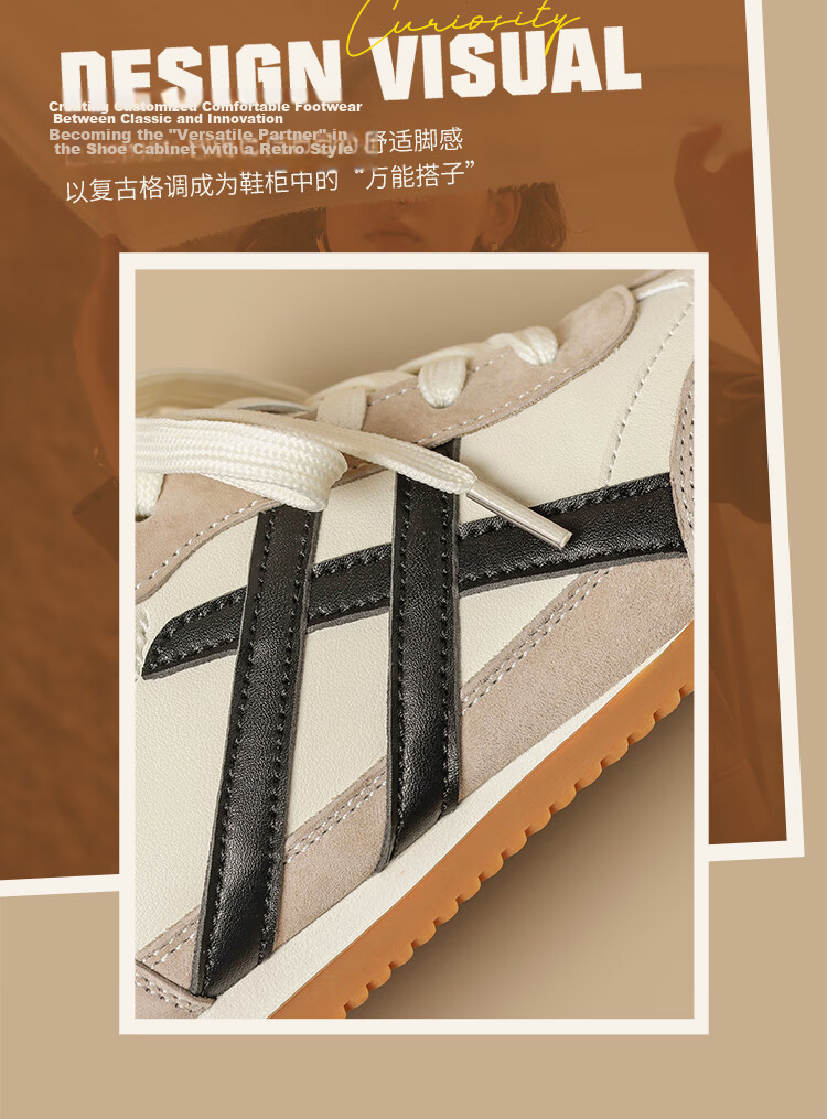 ZHR Mango Head German Shepherd Training Shoes Women Retro Flat Sports Shoes Soft Sole Casual Breathable Women's Shoes BT213 Beige Silver Size 36 4